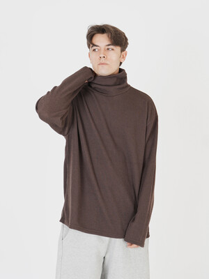 Wide Pola Neck Knit (Brown)