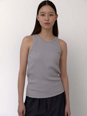 Rib Knit Sleeveless Top (Grey)