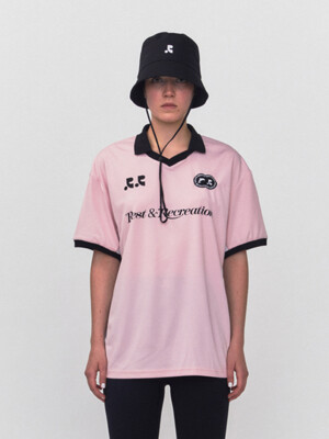 RR COLLAR JERSEY TOP - PINK