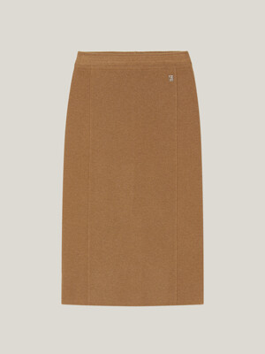 Cashmere 100% Jade Midi Skirt (Bright Camel)