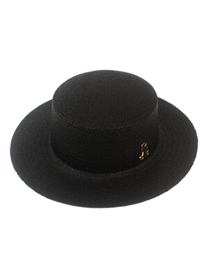 Simple Black Flat Panama Hat 파나마햇