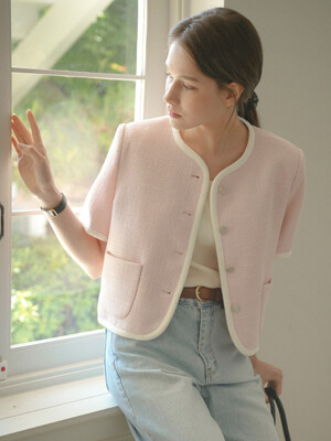 [단독] Haper line tweed jacket_Pink