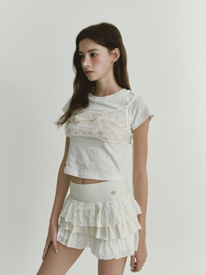 LACE JERSEY CANCAN SKIRT (IVORY)