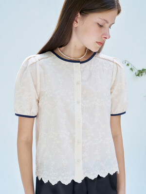 S Coloration Embroidery Blouse_2colors