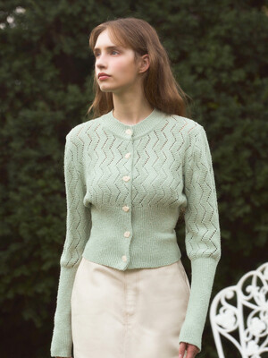 DIAMOND HOURGLASS CARDIGAN_PASTEL MINT GREEN