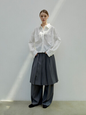 Wool Double Pleats Skirt_3color