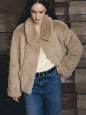 F Fluffy Mink Fur Jacket_Mocha