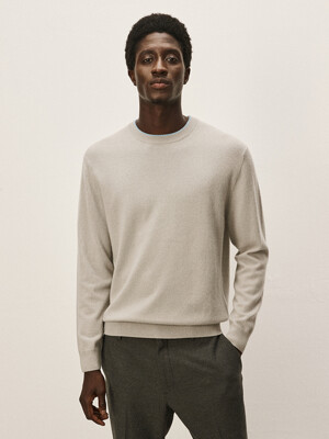 [Murray Allan]Neck color block round pullover_M43MPU002SD