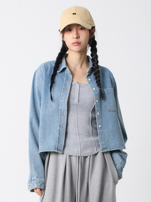 포켓 크롭 데님 셔츠 블루_Pocket Crop Denim Shirts Blue
