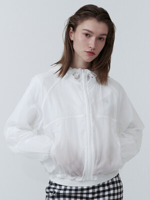 [25SS clove] Hooded Short Windbreaker (White)