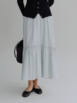 RYLE SHIRRING SKIRT_MIST BLUE