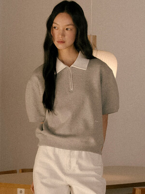 Collar basic cotton t-shirt TISU01TS04_Gray