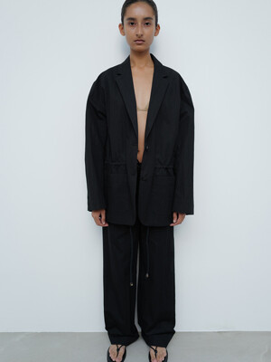 DRAWSTRING FLUID TROUSERS [BLACK]