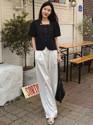 Satin banding pants - Ivory