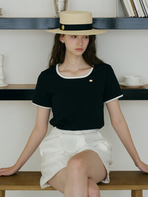 [단독] G Coloration Square Neck Half Tshirt_2colors