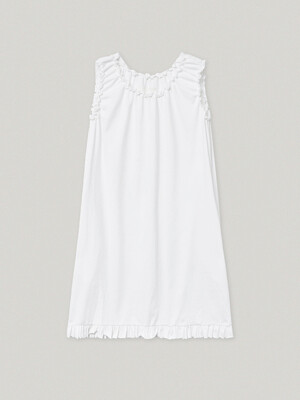 Amelie Shirring Cotton Dress_White