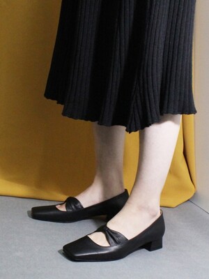 SQUARE RIBBON LOAFER 3cm M-IG-180201 BLACK