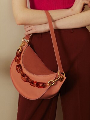 천연 소가죽 CC 백 cc Bag Coral Pink