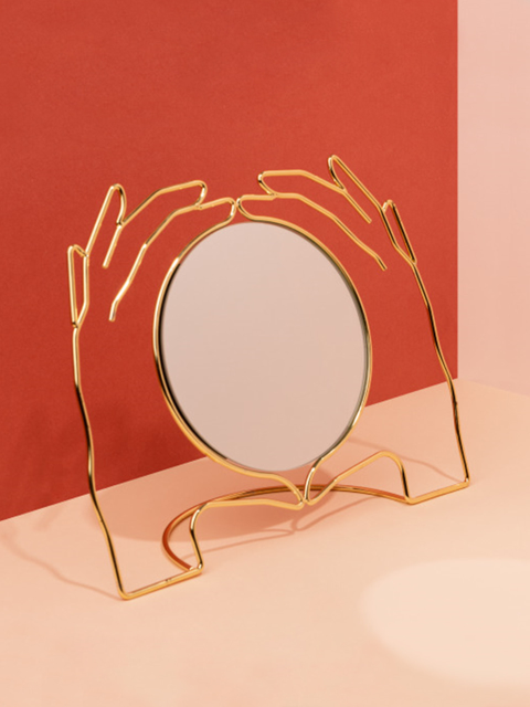 홈데코 - 도이 (DOIY) - 엑세리아 화장대 탁상 거울 골드