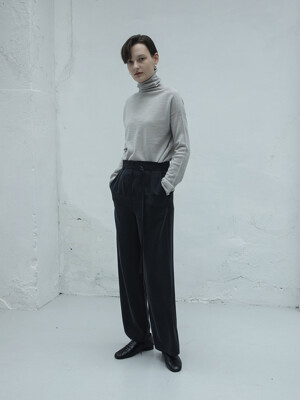 HIGH WAIST BELTED WIDE-LEG PANTS in 2 COLORS [U0F0P304]