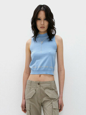 seo JACQUARD SLEEVELESS KNIT BLUE