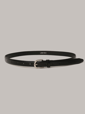 20mm Basic Leather Belt - Black (Silver)