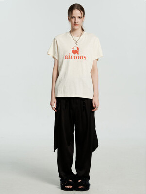 OTTILIE RED PEACH HEART LOGO CREAM T-SHIRT