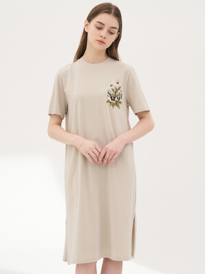 Standard Pansy Flower Long Dress[GREIGE]