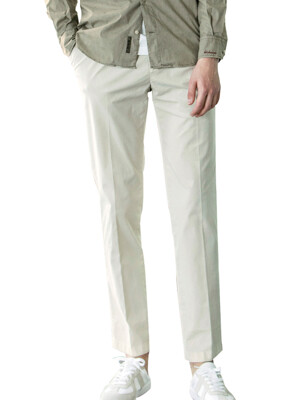 One-Tuck tapered casual pants - l.beige