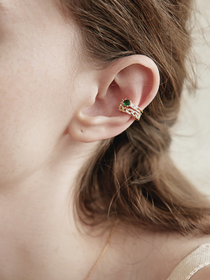Simple bluish green 2 line earring
