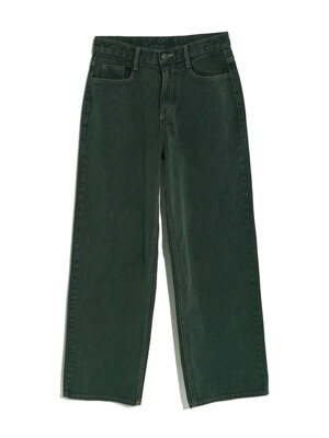 WIDE DENIM PANTS_DEEP GREEN