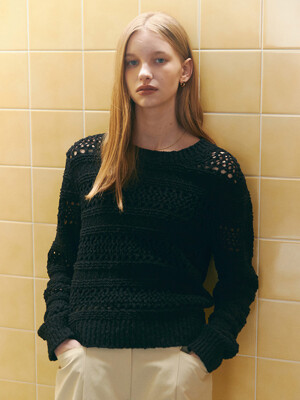 ROUND COTTON SLUB KNIT (moat black)