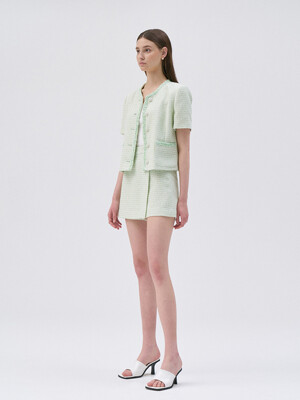 Lap Tweed Short Pants-Light Green