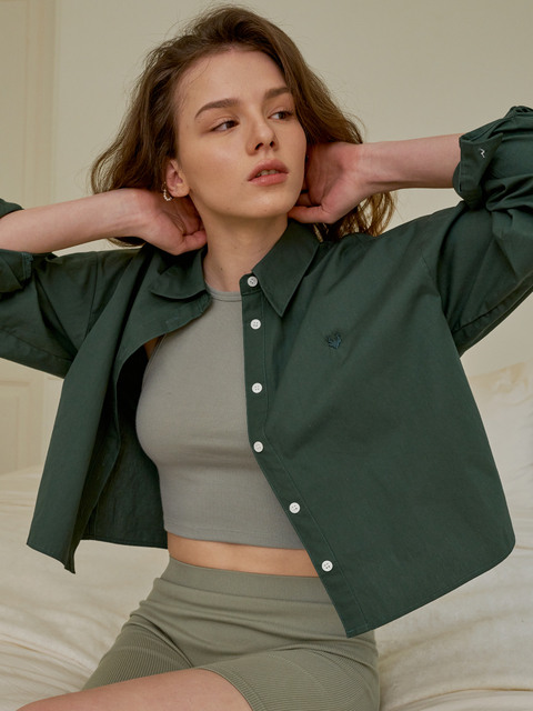 셔츠 - 디어마이디어 (DEAR MY DEER) - Logo crop shirt_ Green