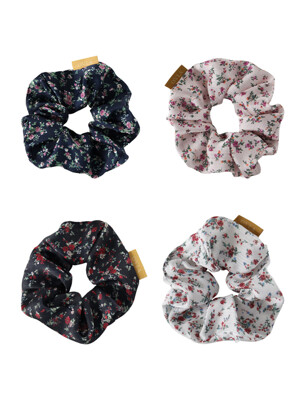 Flower vintage scrunchie (4color)