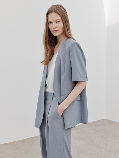 아우터 - 닐바이피 (NILBY P) - 23N summer half sleeve jacket [A/BL]