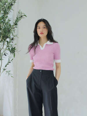 COLOR BLOCK KNIT / PINK