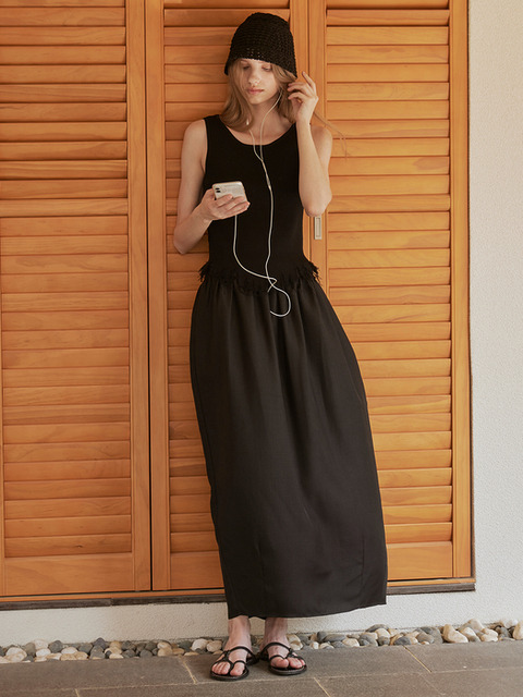 스커트 - 헌치 (HUNCH) - Shirring long skirt (2color)