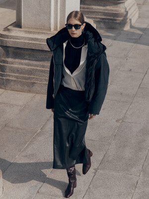 VERSO Lambswool Goose Down Reversible Puffer Jumper_Black