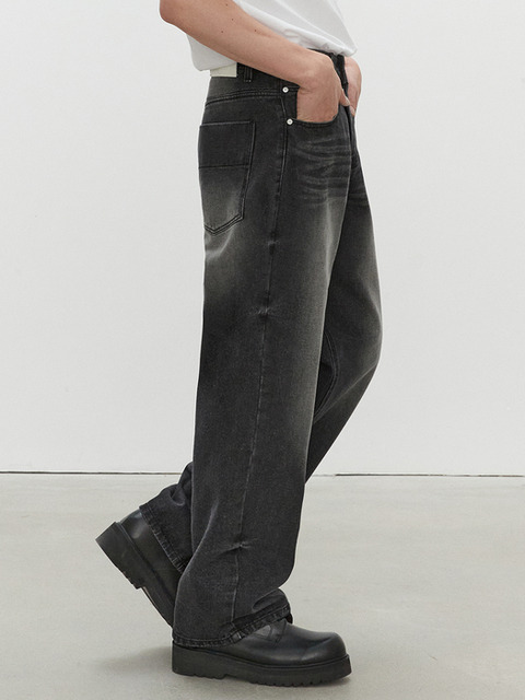 팬츠,데님,데님 - 데케트 (DECET) - Mid Rise Wide Jeans DCPT027HLBlack
