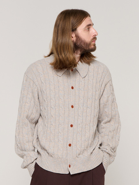 니트 - 카고브로스 (CARGOBROS) - CABLE KNIT CARDIGAN (GRAY)