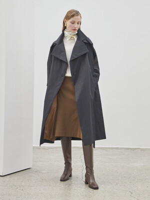 BELTED SINGLE TRENCH COAT_BLACK