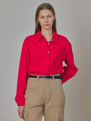 Button stitch Basic Shirt - Red