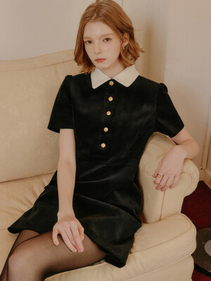 리아나 벨벳 미니 드레스_블랙 / LIANA VELVET MINI DRESS_BLACK