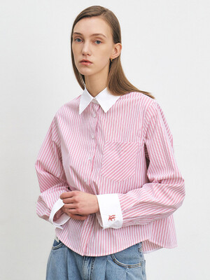 HAILEY OVERSIZE CROPPED SHIRT [3COLORS]