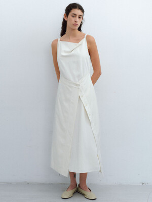 cowl button dress (ivory)