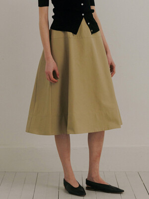 structured cotton blend skirt (beige)