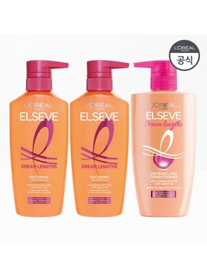 [SSG 단독구성]로레알파리 엘세브드림랭스 샴푸 400ml 2개+컨디셔닝헤어팩 410ml 1개