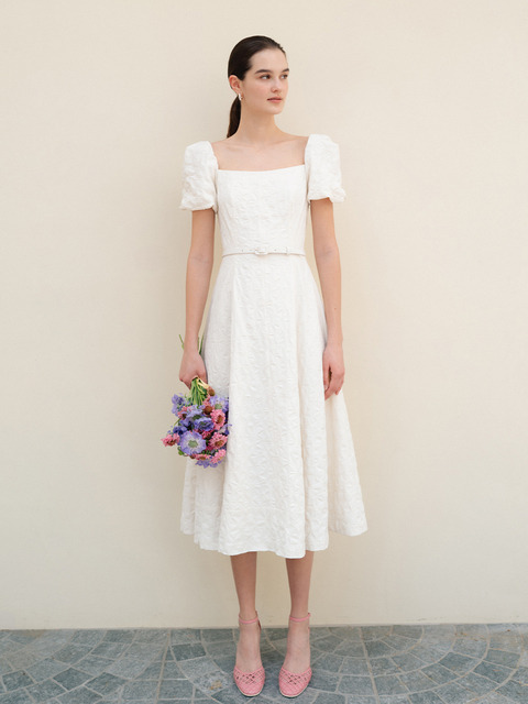 ワンピース BAU by Bride And You AILANI Twisted ribbon detailed flared l 비에이유 바이 브라이드앤유]AILANI Twisted ribbon detailed