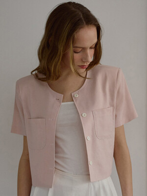 Linen Half Sleeve Jacket [Pink]